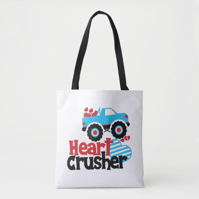 Bolso De Tela Blue Monster Truck Heart Crusher Valentine (Anverso)