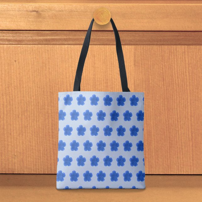 Bolso De Tela Blue Moss Rose Seamless Pattern Tote Bag (Tote bag with seamless pattern of a blue moss rose)
