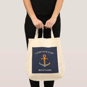 Bolso De Tela Blue Nautical Anchor club náutico marina welcom
