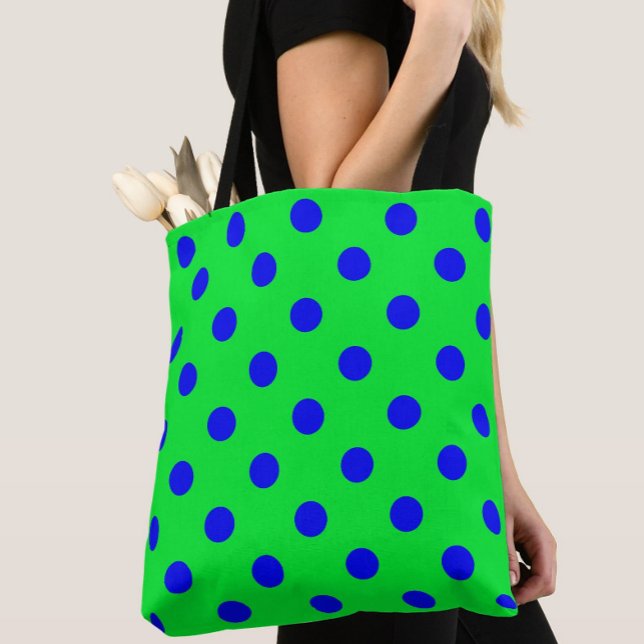 Bolso De Tela Blue On Green Polka Dots Pattern Design  (Subido por el creador)