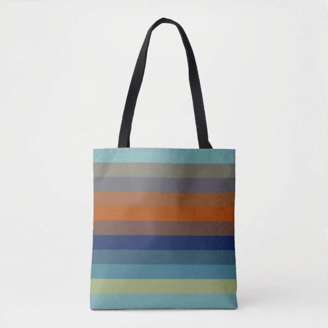 Bolso De Tela Blue, orange, green, and gray stripes (Anverso)