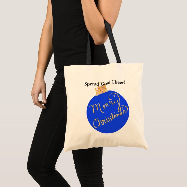 Bolso De Tela Blue .Ornament Ball Cheer (Anverso (producto))