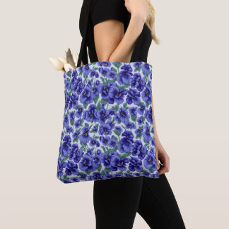 Bolso De Tela Blue Pansy Flowers