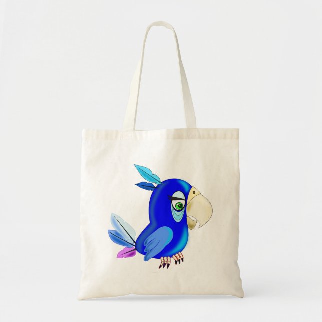 Bolso De Tela Blue Parrot Tote Bag Fun - Pintura (Frente)