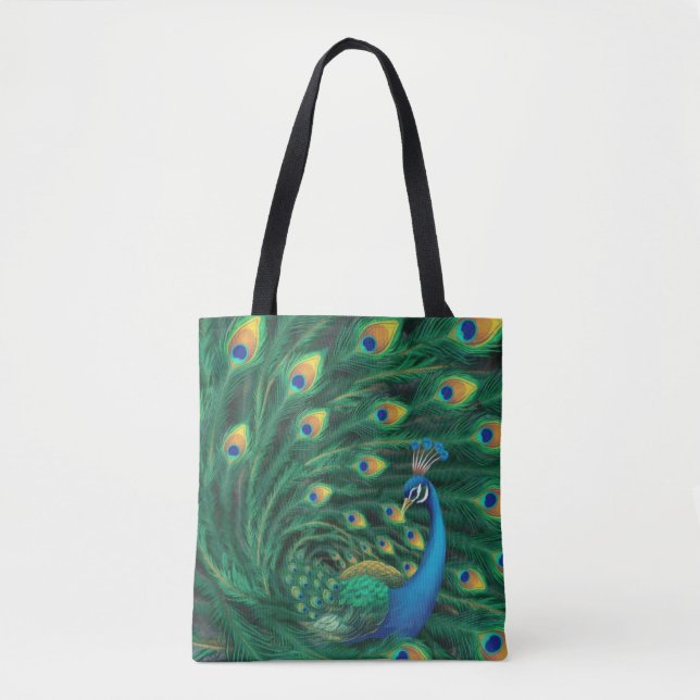 Bolso De Tela Blue Peacock Bird (Anverso)