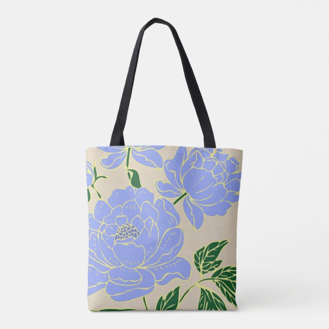 Bolso De Tela Blue Peonies (Reverso)