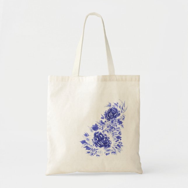 Bolso De Tela Blue Peony Budget Tote Bag (Frente)