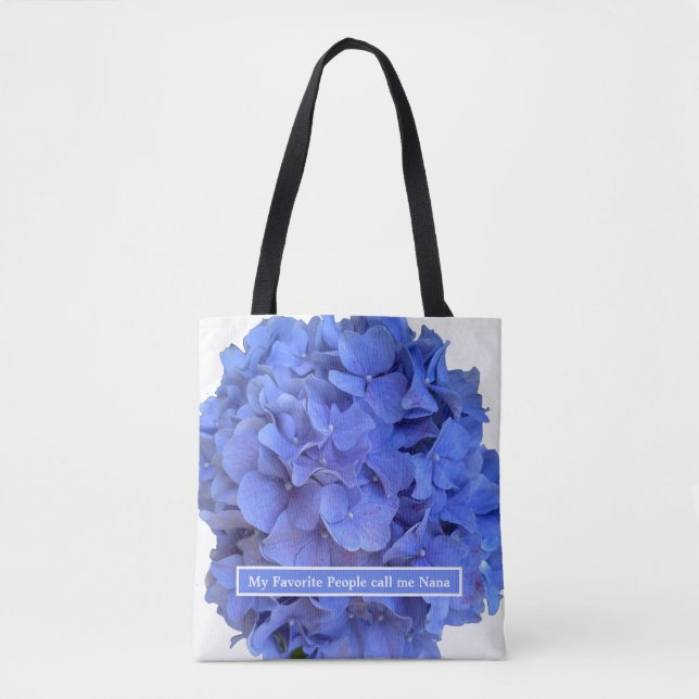 Bolso De Tela Blue periwinkle elegantes hortensias florales (Anverso)