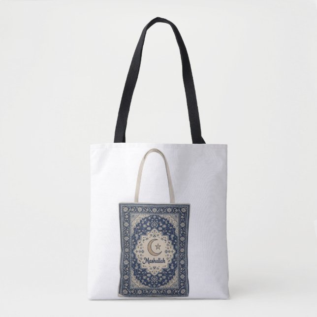Bolso De Tela Blue Persian Rug with Mashallah text.  (Anverso)