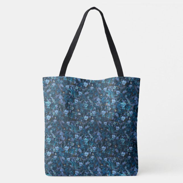 Bolso De Tela Blue print Pansies (Reverso)