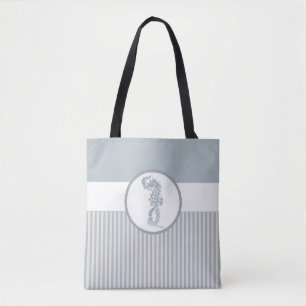 Bolso De Tela Blue Seahorse Blue Classic Nautical Elegant