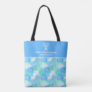 Bolso De Tela Blue Seashell Beach Print Personalizado Tennis Rac