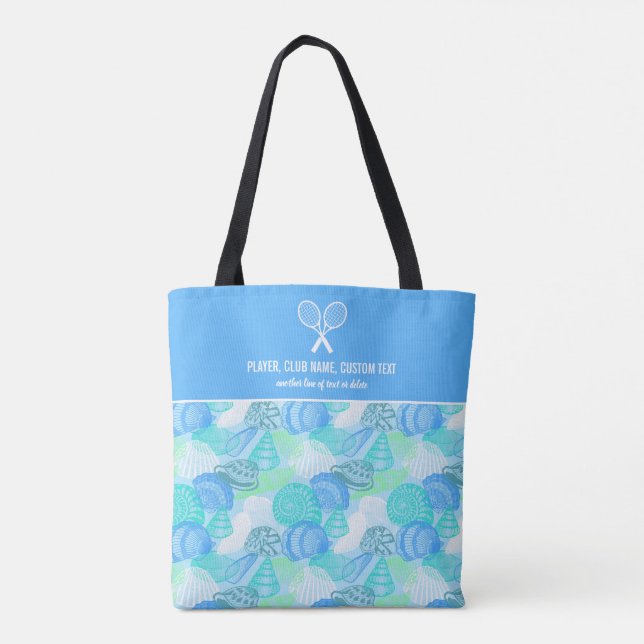 Bolso De Tela Blue Seashell Beach Print Personalizado Tennis Rac (Reverso)