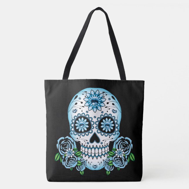Bolso De Tela Blue Sugar Skull (Anverso)