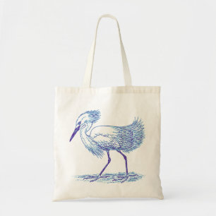 Bolso De Tela Blue Tones Egret Bird