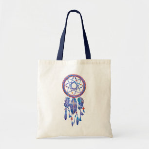 Bolso De Tela Blue Watercolor Dreamcatcher Boho moderno