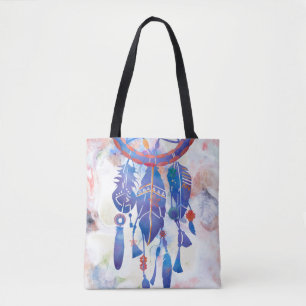 Bolso De Tela Blue Watercolor Dreamcatcher Boho moderno