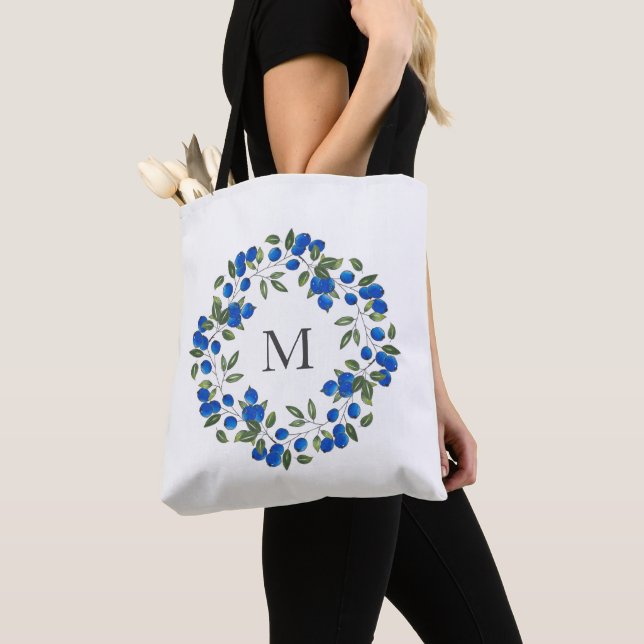 Bolso De Tela Blueberries Wreath (Detalle)