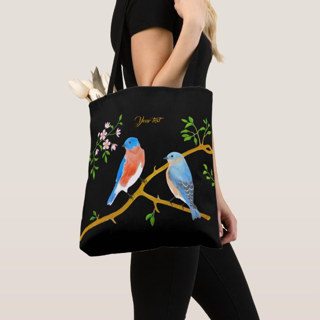Bolso De Tela Bluebirds Black (Detalle)