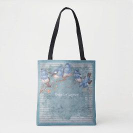 Bolso De Tela Bluebirds de la felicidad - azul en colores pastel