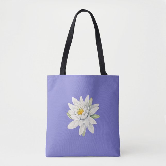 Bolso De Tela Bluebonnet Bluish-Purple con lirio blanco (Anverso)