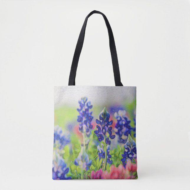 Bolso De Tela Bluebonnets impresionistas (Anverso)