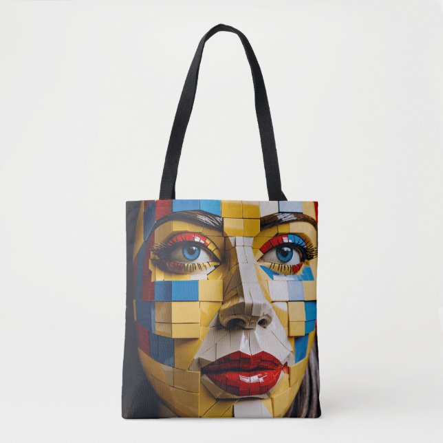 Bolso De Tela "Blueprint of Humanity" - Un retrato cubista (Anverso)