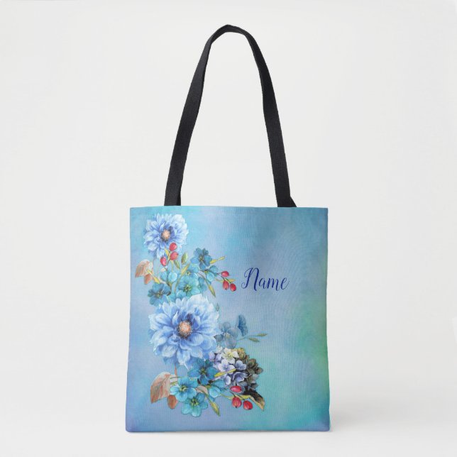 Bolso De Tela Blues de cornflower en acuarela (Anverso)