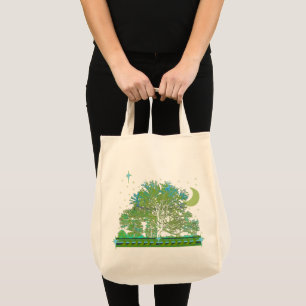 Bolso De Tela Blues del Árbol Luna y Estrellas Celestiales