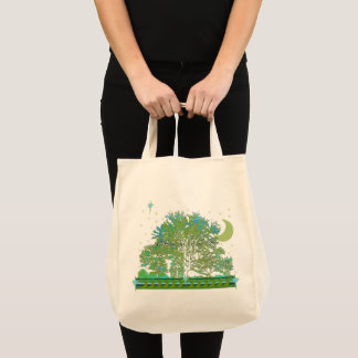 Bolso De Tela Blues del Árbol Luna y Estrellas Celestiales