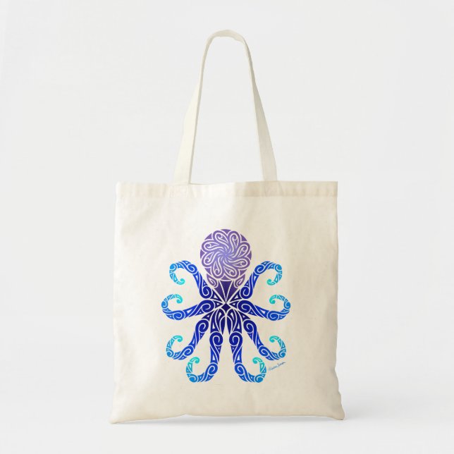 Bolso De Tela Blues del octopus tribal (Frente)