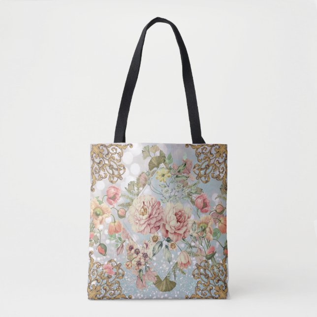 Bolso De Tela Blues románticos pastel florals (Anverso)