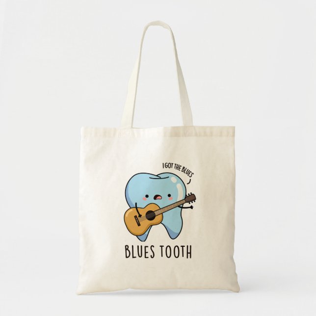 Bolso De Tela Blues Tooth Funny Dental Music Pun (Frente)