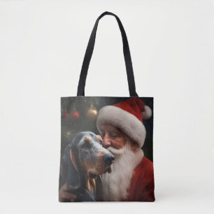 Bolso De Tela Bluetick Coonhound con Santa Claus Navidad