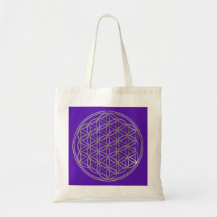Bolso De Tela Blume des Lebens / Flor de vida Violeta de plata
