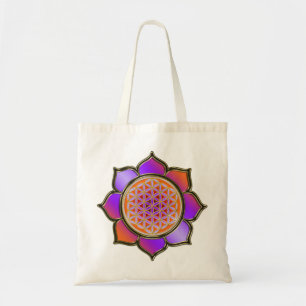 Bolso De Tela Blume des Lebens Lotus - naranja violeta