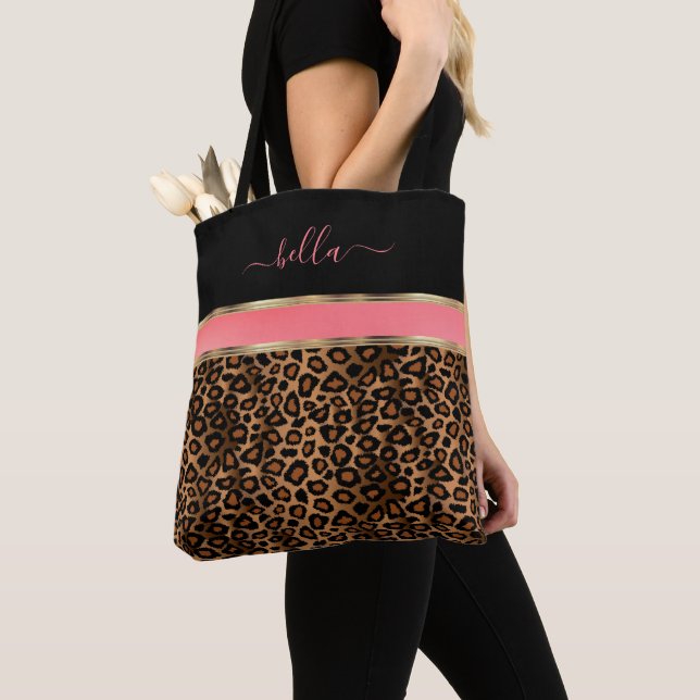 Bolso De Tela Blush, Floral and Leopard Pattern (Detalle)