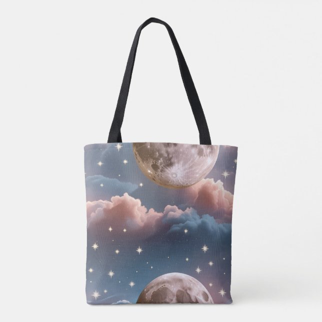 Bolso De Tela Blush Peach Sky Blue Celestial Moon (Reverso)