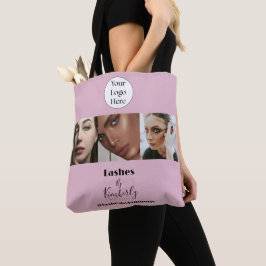 Bolso De Tela Blush Pink Script Logo Photo Lash Studio