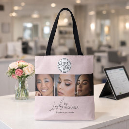 Bolso De Tela Blush Pink Script Logo Photo Lashes Studio