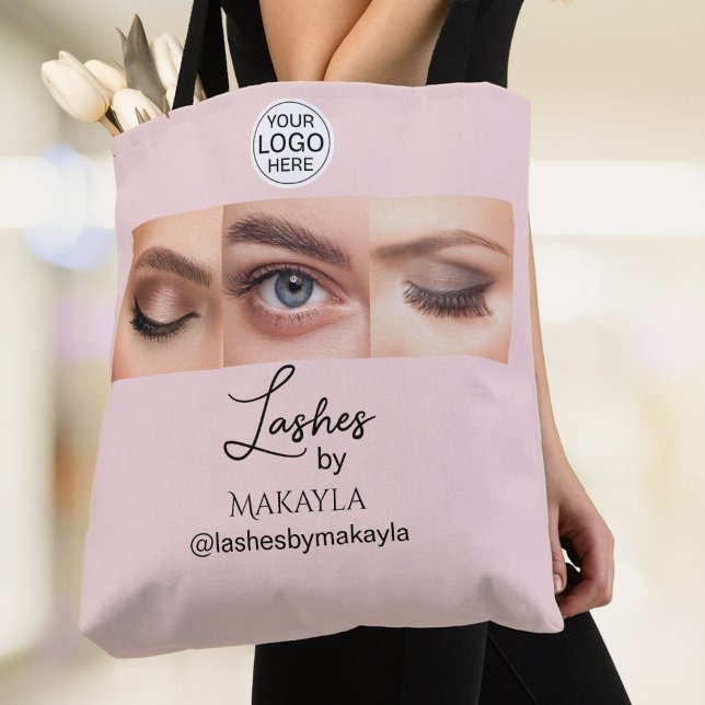 Bolso De Tela Blush Pink Script Logo Photo Lashes Studio (Subido por el creador)