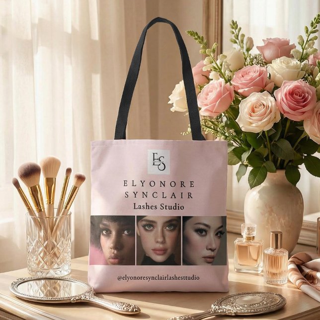 Bolso De Tela Blush Pink Script Logo Photo Lashes Studio (Subido por el creador)