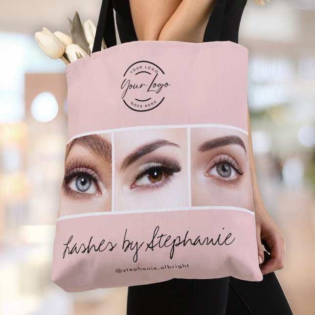 Bolso De Tela Blush Pink Script Logo Photo Lashes Studio (Subido por el creador)