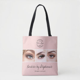 Bolso De Tela Blush Pink Script Logo Photo Lashes Studio