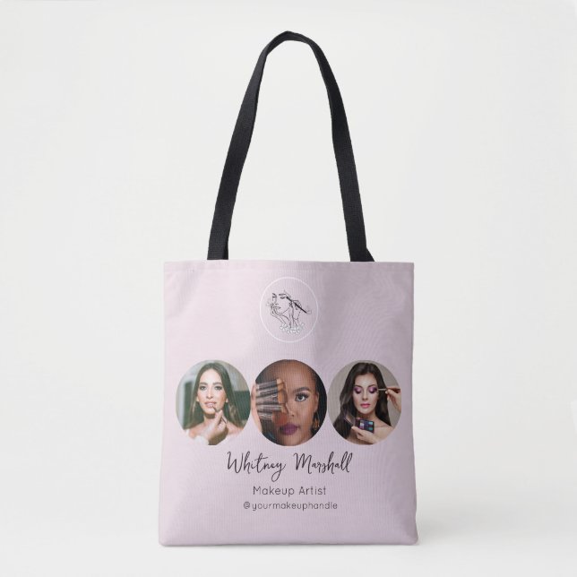 Bolso De Tela Blush Pink Script Logo Photo Makeup Artist (Anverso)