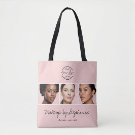 Bolso De Tela Blush Pink Script Logo Photo Makeup Studio