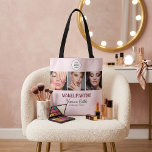Bolso De Tela Blush Pink Script Logo Photo Makeup Studio<br><div class="desc">Makeup Studio Swag Bag - Blush Pink Black Script Font Your Logo Here 3 Photo Makeup Business Customer loyalty bag with name and social media handle.</div>