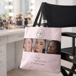 Bolso De Tela Blush Pink Script Logo Photo Makeup Studio