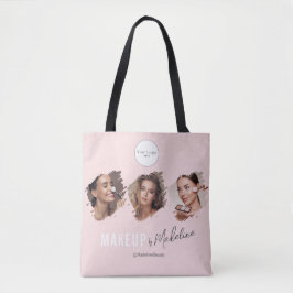 Bolso De Tela Blush Pink Script Logo Photo Makeup Studio