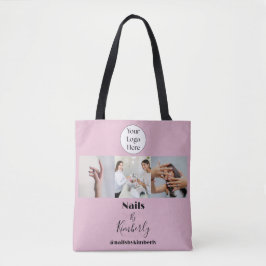 Bolso De Tela Blush Pink Script Logo Photo Nail Salon
